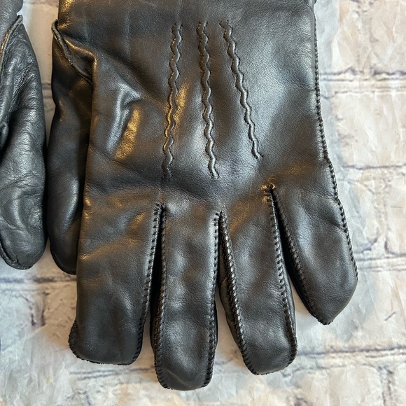 MENS HEAVY QUALITY BLACK LEATHER GLOVES SIZE L/XL - Picture 5 of 6